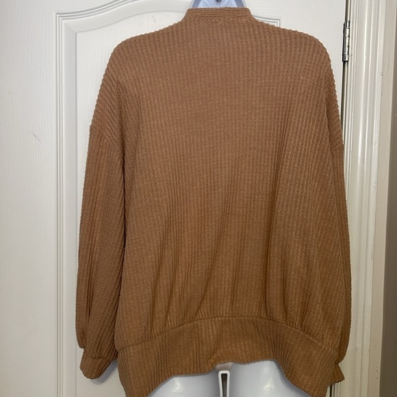 Lush Womens Waffle Brushed Open Front Balloon Sleeve Sweater Cardigan Size Small - Picture 4 of 8